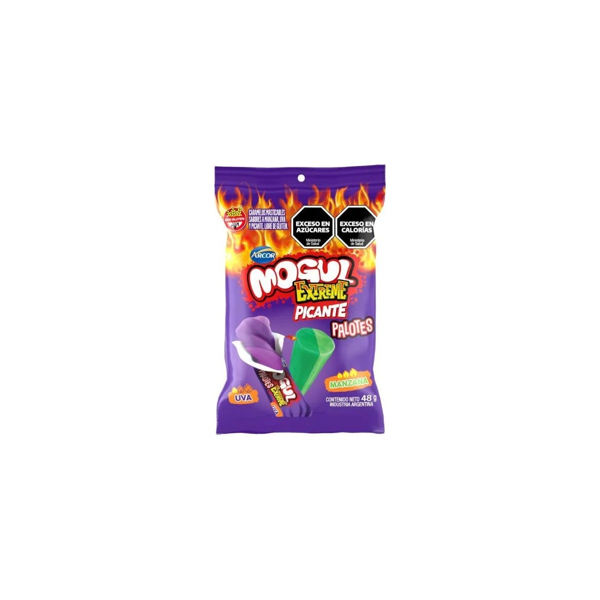Caramelos Masticables Mogul Palotes Extreme Picante sabor Manzana y Uva (48g)