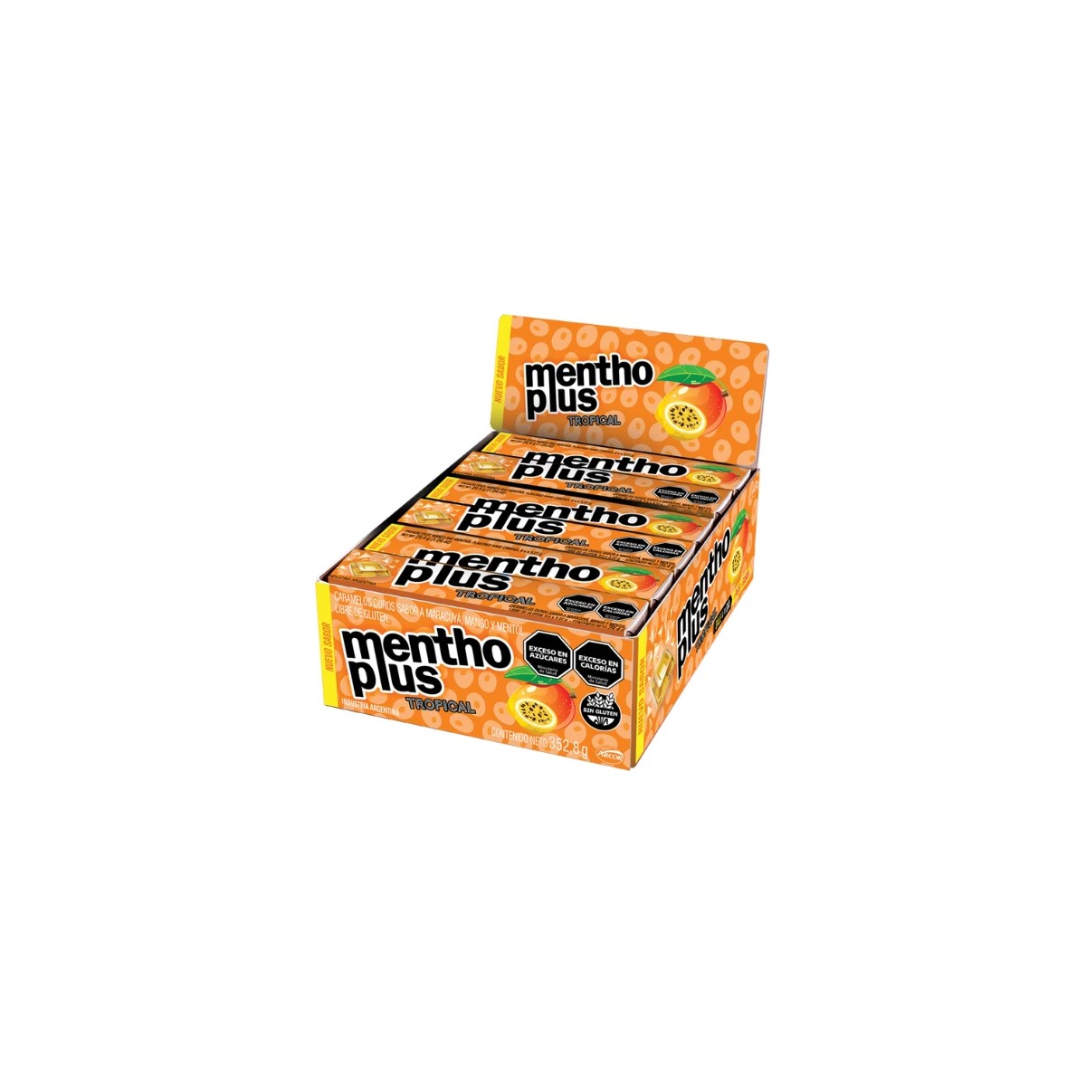 Caramelos Menthoplus Tropical sabor Maracuyá, Mango y Mentol (29,4g)